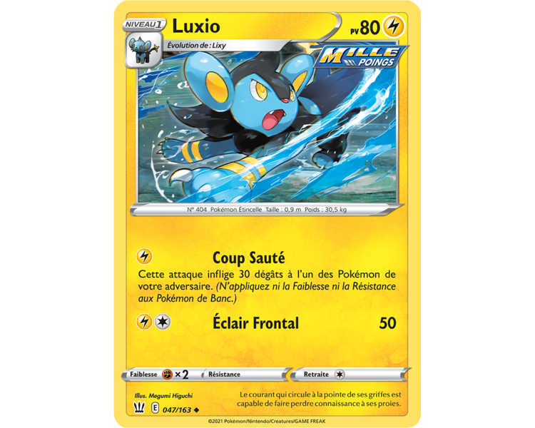 Luxio Pv 80 047/163 - Carte Peu Commune - Épée et Bouclier 5 - Styles de Combat