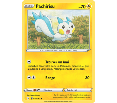 Pachirisu Pv 70  049/163 - Carte Commune - Épée et Bouclier 5 - Styles de Combat