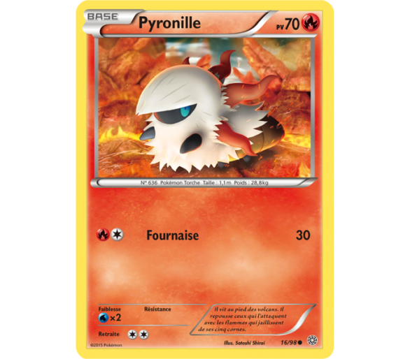 Carte Pokémon reverse Pyronille Pv 70 - 16/98