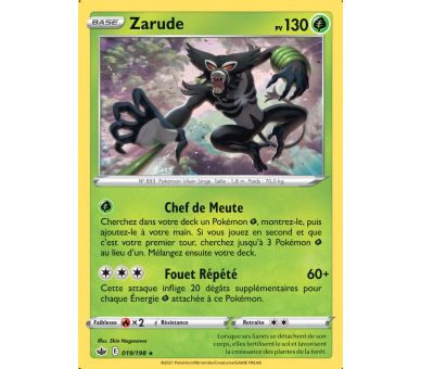 Zarude Pv 130 019/98 Carte Rare Holographique - Épée et Bouclier - Règne de Glace