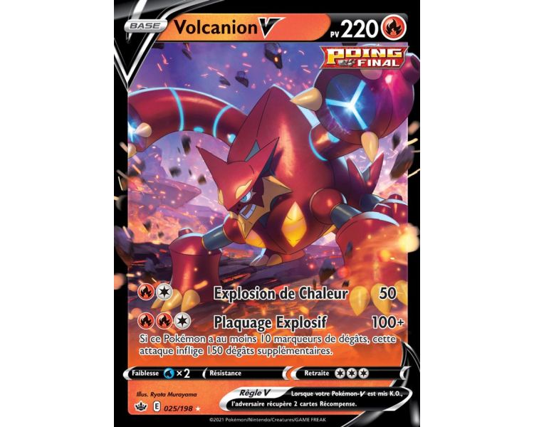 Volcanion-V Pv 220 025/198 Carte Ultra Rare Poing Final - Épée et Bouclier - Règne de Glace