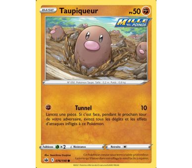 Taupiqueur Pv 50 076/198 Carte Commune Reverse - Épée et Bouclier - Règne de Glace