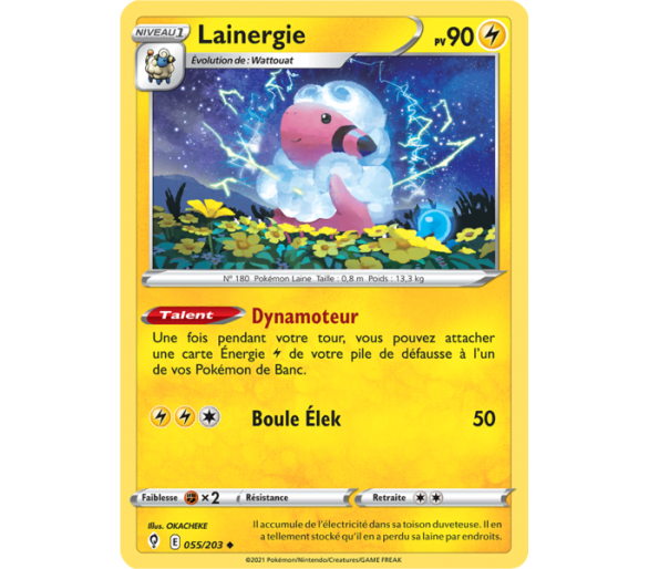 Lainergie Pv 90 055/203 - Carte Peu Commune - Épée et Bouclier - Évolution Céleste