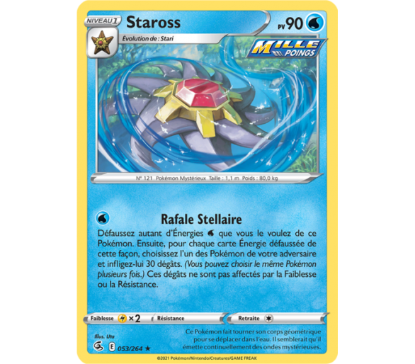 Staross Pv 90 053/264 - Carte Rare Reverse - Épée et Bouclier - Poing de Fusion