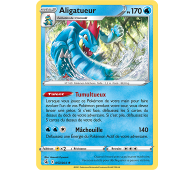 Aligatueur Pv 170 057/264 - Carte Rare Holographique - Épée et Bouclier - Poing de Fusion