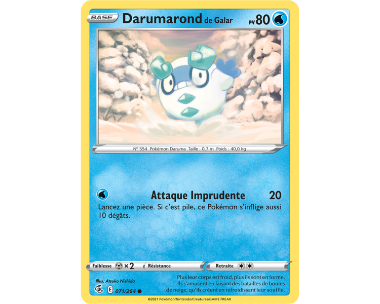 Darumarond de Galar Pv 80 071/264 - Carte Commune - Épée et Bouclier - Poing de Fusion