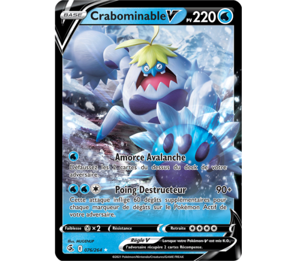 Crabominable-V Pv 220 076/264 - Carte Ultra Rare - Épée et Bouclier - Poing de Fusion