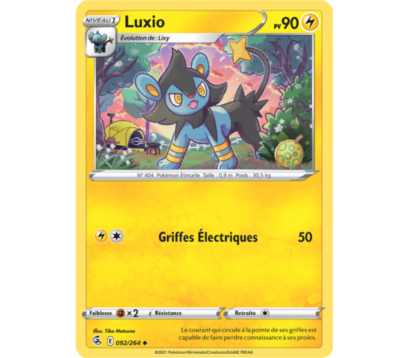 Luxio Pv 90 092/264 - Carte Peu Commune - Épée et Bouclier - Poing de Fusion