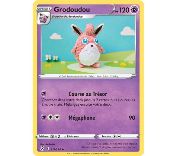 Grodoudou Pv 120 111/264 - Carte Peu Commune - Épée et Bouclier - Poing de Fusion