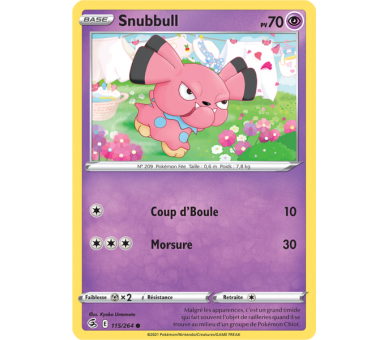 Snubbull Pv 70 115/264 - Carte Commune - Épée et Bouclier - Poing de Fusion