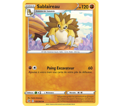 Sablaireau Pv 120 132/264 - Carte Peu Commune Reverse - Épée et Bouclier - Poing de Fusion