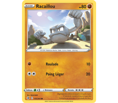 Racaillou Pv 80 135/264 - Carte Commune - Épée et Bouclier - Poing de Fusion