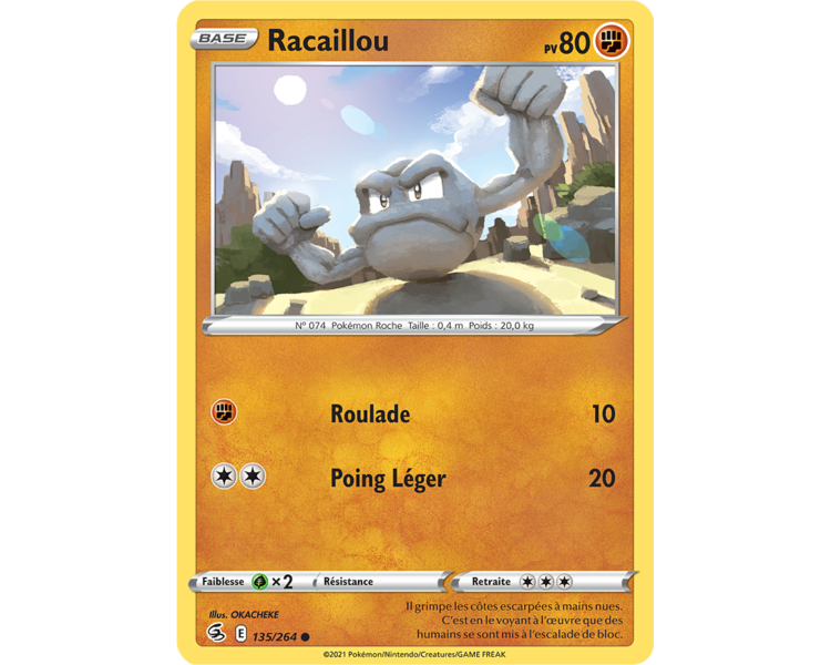 Racaillou Pv 80 135/264 - Carte Commune - Épée et Bouclier - Poing de Fusion