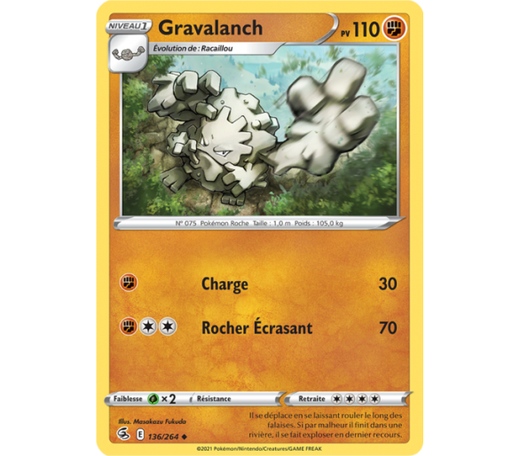 Gravalanch Pv 110 136/264 - Carte Peu Commune - Épée et Bouclier - Poing de Fusion