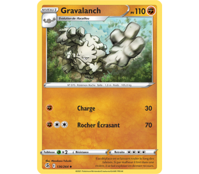 Gravalanch Pv 110 136/264 - Carte Peu Commune Reverse - Épée et Bouclier - Poing de Fusion