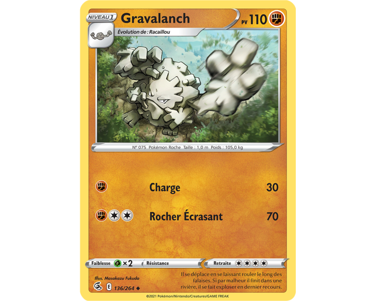 Gravalanch Pv 110 136/264 - Carte Peu Commune Reverse - Épée et Bouclier - Poing de Fusion