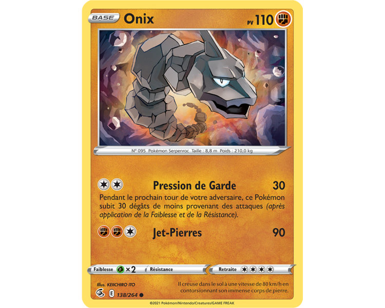 Onix Pv 110 138/264 - Carte Commune Reverse - Épée et Bouclier - Poing de Fusion