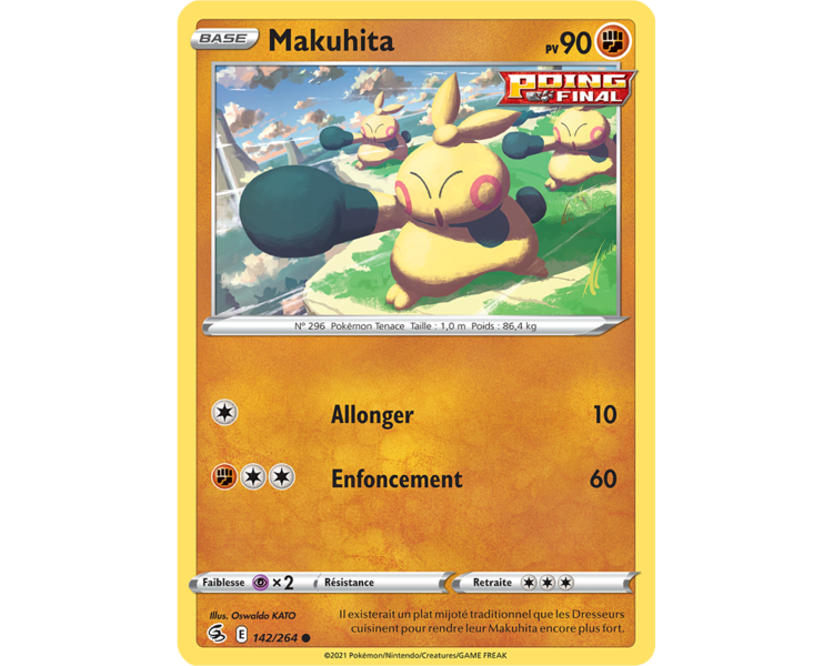 Makuhita Pv 90 142/264 - Carte Commune - Épée et Bouclier - Poing de Fusion