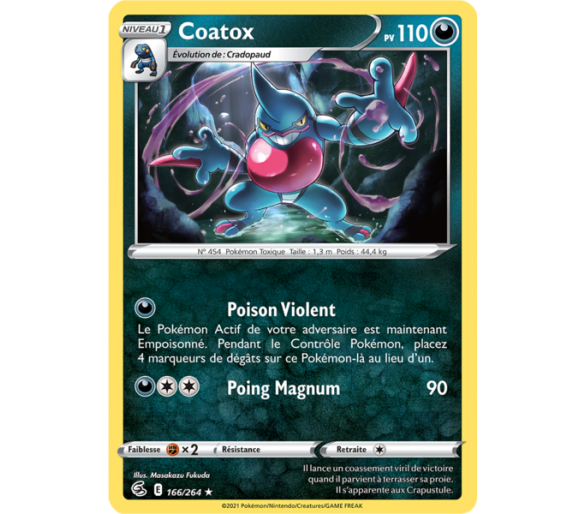 Coatox Pv 110 166/264 - Carte Rare - Épée et Bouclier - Poing de Fusion
