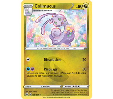 Colimucus Pv 80 196/264 - Carte Peu Commune - Épée et Bouclier - Poing de Fusion