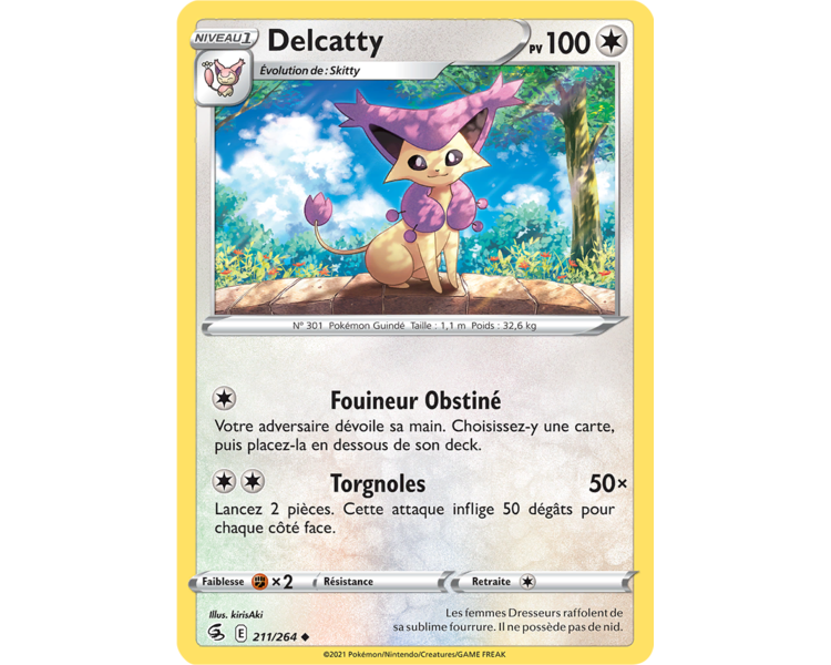 Delcatty Pv 100 211/264 - Carte Peu Commune - Épée et Bouclier - Poing de Fusion