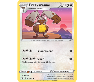 Excavarenne Pv 140 215/264 - Carte Peu Commune Reverse - Épée et Bouclier - Poing de Fusion