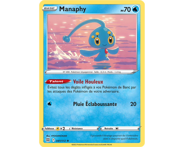 Manaphy Pv 70 41/172 - Carte Rare - Épée et Bouclier - Stars Étincelantes