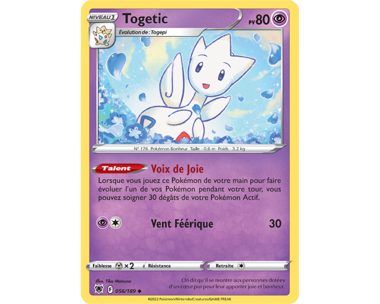 Togetic Pv 80 - 56/189 - Carte Peu Commune Reverse - Épée et Bouclier - Astres Radieux