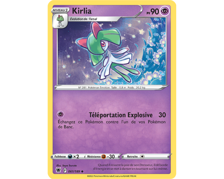 Kirlia Pv 90 - 61/189 - Carte Peu Commune - Épée et Bouclier - Astres Radieux Kirlia Pv 90 - 61/189 - Carte Peu Commune - Épée et Bouclier - Astres Radieux