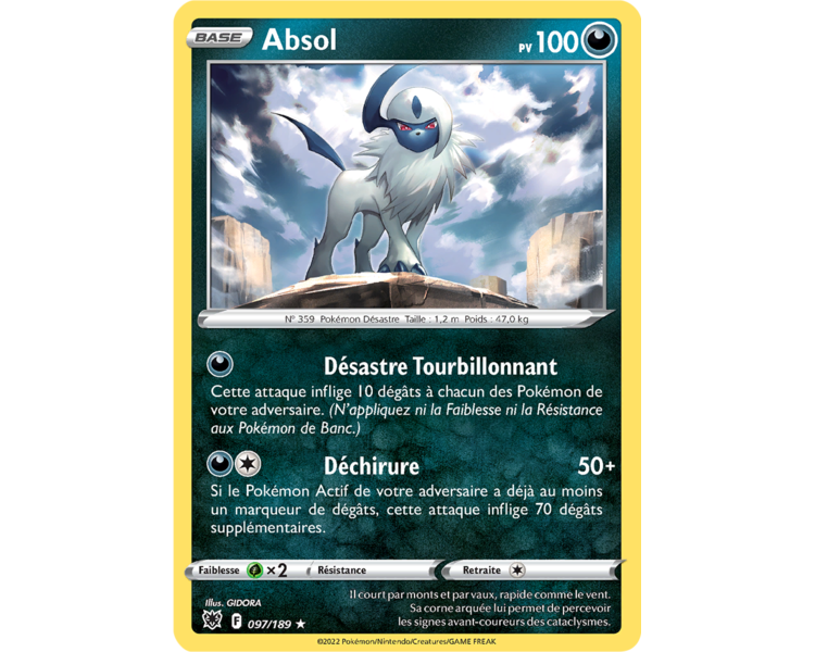 Absol Pv 100 - 97/189 - Carte Rare Holographique - Épée et Bouclier - Astres Radieux