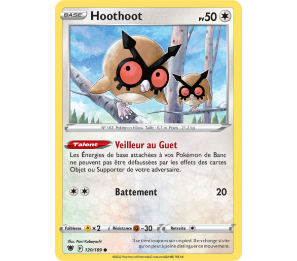 Hoothoot Pv 50 - 120/189 - Carte Commune - Épée et Bouclier - Astres Radieux