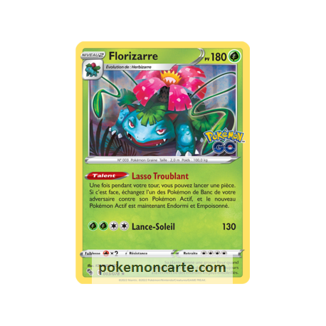 Florizarre Pv 180 - 003/078 - Carte Rare Holographique - Épée et Bouclier - Pokémon GO