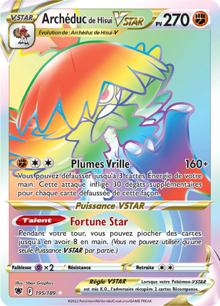 Carte Pokémon arceus v star arc-en-ciel neuf 10/10