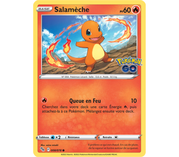 Salamèche Pv 60 - 008/078 - Carte Commune - Épée et Bouclier - Pokémon GO