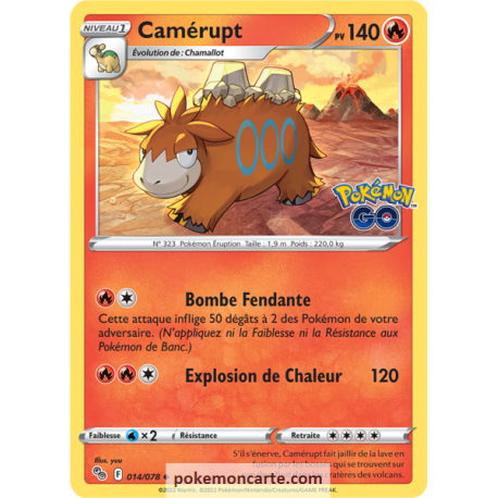 Camérupt Pv 140 - 014/078 - Carte Peu Commune - Épée et Bouclier - Pokémon GO