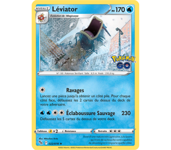 Léviator Pv 170 - 022/078 - Carte Rare Holographique - Épée et Bouclier - Pokémon GO