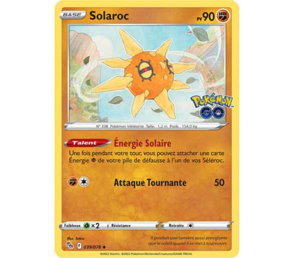 Solaroc Pv 90 - 039/078 - Carte Peu Commune - Épée et Bouclier - Pokémon GO