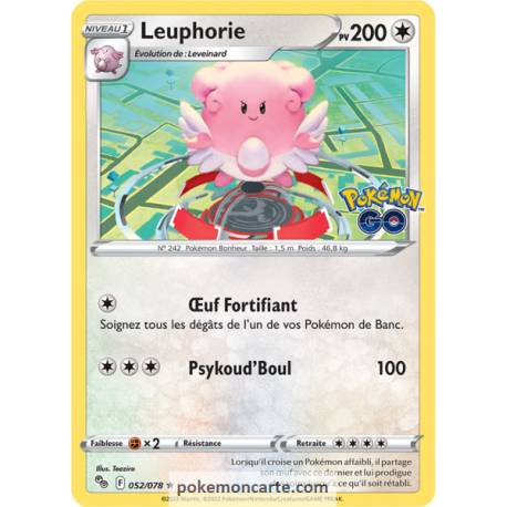 Leuphorie Pv 200 - 052/078 - Carte Rare Holographique - Épée et Bouclier - Pokémon GO