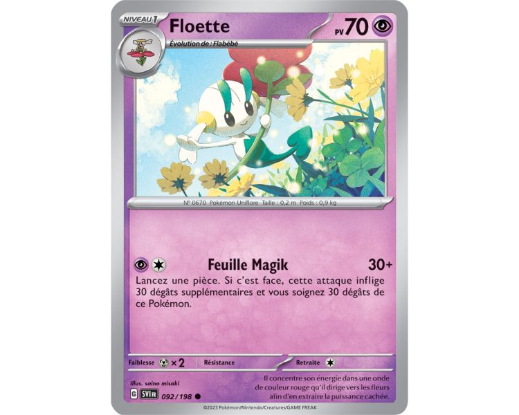 Floette Pv 70 092/198 - Carte Commune Reverse - Écarlate et Violet